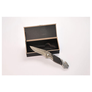 Rettungsmesser in Schatulle (Gravur möglich)  mit Gürtelclip, Gurtmesser und Scheibenzertrümmerer | BACKDRA