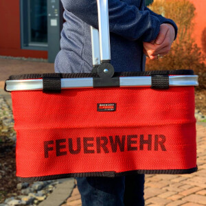 UNIKAT Einkaufskorb mit Feuerwehr aufgedruckt rot aus...