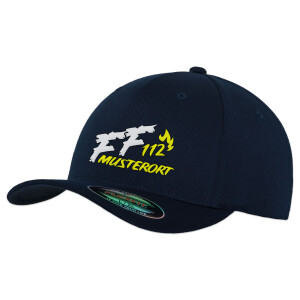 Flexfit Basecap | Feuerwehr 112 Flamme mit Ortsname
