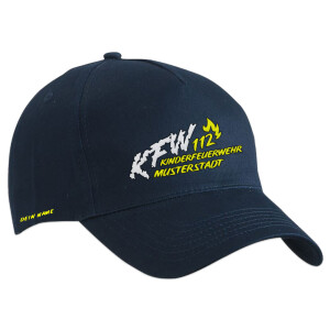 Basecap | Kinderfeuerwehr KFW 112, Wunschtext, Flamme mit...