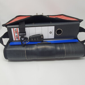 UNIKAT Messenger-Tasche schwarz/neongelb/schwarz aus Feuerwehrschlauch - Upcycling