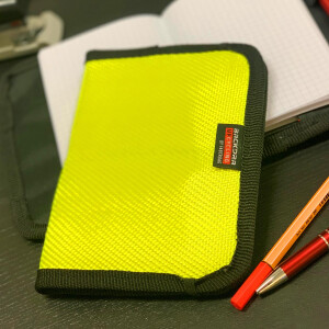 UNIKAT Notizbuch A6 neongelb aus Feuerwehrschlauch -...
