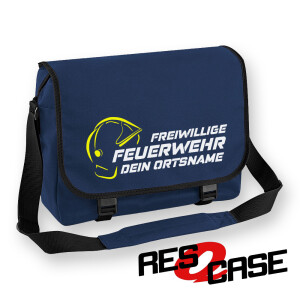 RESQCASE | Messenger-Tasche | Wunschtext Feuerwehr mit Ortsname Helmsilhouette Gallet Style