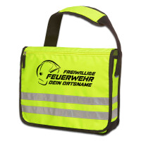 Reflective Messenger-Tasche | Wunschtext Feuerwehr mit Ortsname Helmsilhouette Gallet Style | BACKDRA