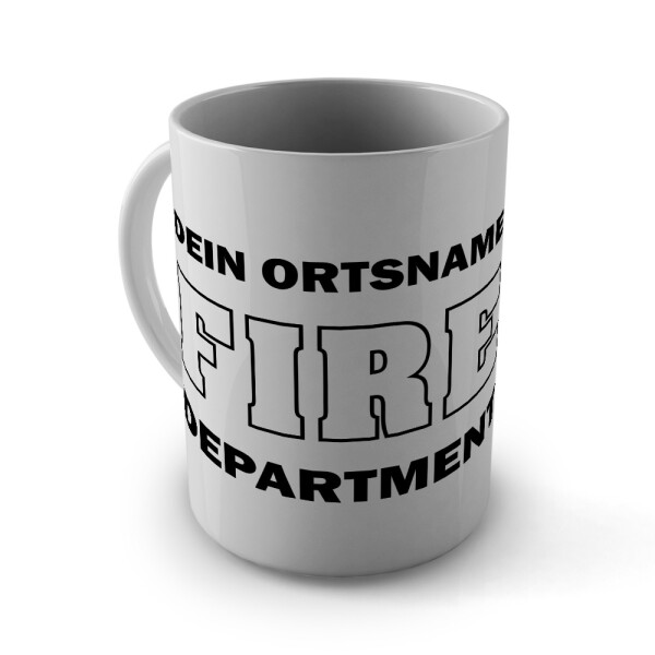 Kaffeetasse | Kaffeepott | Feuerwehr Fire Department mit Ortsname | BACKDRA