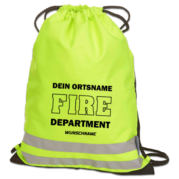 Reflective Turnbeutel | Gymbag | Feuerwehr Fire Department mit Ortsname | BACKDRA