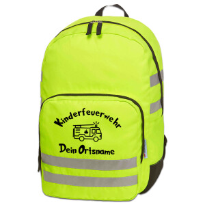 Reflective Rucksack | Kinderfeuerwehr mit Ortsname...