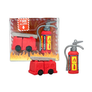 Radiergummi Set Feuerwehrauto &amp; Feuerl&ouml;scher