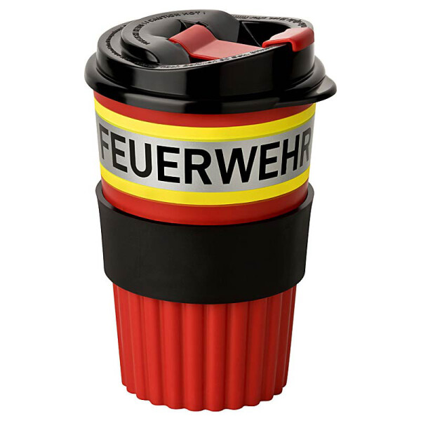 Mehrweg-Kaffeebecher 2go Feuerwehr Red-Style | 100% recyclebar | 350 ml | BACKDRA
