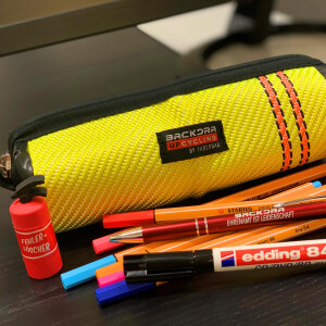 UNIKAT Mäppchen neongelb-orange aus Feuerwehrschlauch -...