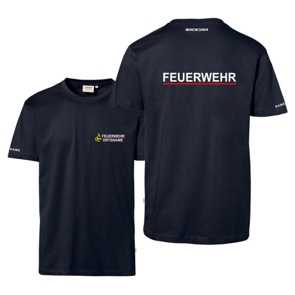 T-Shirt Männer | HAKRO 292 | Feuerwehremblem Baden-Württemberg + Orstname | BACKDRA