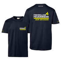 T-Shirt Männer | HAKRO 292 | Freiwillige Feuerwehr mit Ortsname Flamme | BACKDRA