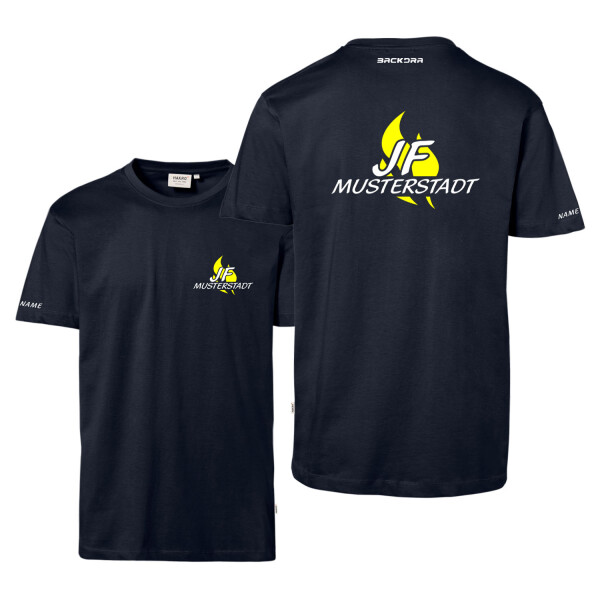T-Shirt Männer | HAKRO 292 | Jugendfeuerwehr JF Flamme mit Ortsname