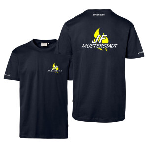T-Shirt Männer | HAKRO 292 | Jugendfeuerwehr JF Flamme mit Ortsname | BACKDRA