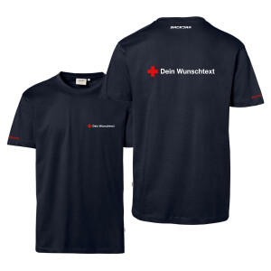 T-Shirt Männer | HAKRO 292 | Rettungsdienst Wunschtext und Kreuz | BACKDRA