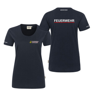 T-Shirt Frauen | HAKRO 127 | Feuerwehremblem Baden-Württemberg + Orstname | BACKDRA