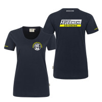 T-Shirt Frauen | HAKRO 127 | Feuerwehrsignet mit Ortsname im Balken + Wunschtext | BACKDRA