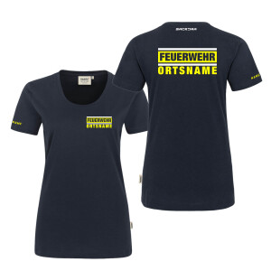 T-Shirt Frauen | HAKRO 127 | Feuerwehr mit Ortsname im Einsatzlook | BACKDRA