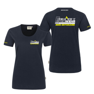 T-Shirt Frauen | HAKRO 127 | Freiwillige Feuerwehr mit Ortsname Outline | BACKDRA