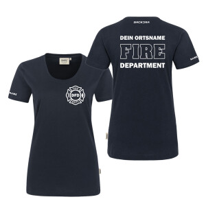 T-Shirt Frauen | HAKRO 127 | Feuerwehr Fire Department mit Ortsname | BACKDRA