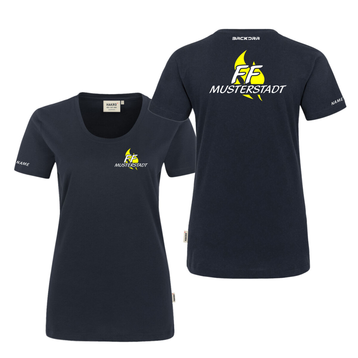 T-Shirt Frauen | HAKRO 127 | Feuerwehr FF Flamme mit...