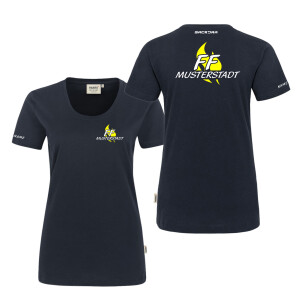 T-Shirt Frauen | HAKRO 127 | Feuerwehr FF Flamme mit Ortsname | BACKDRA