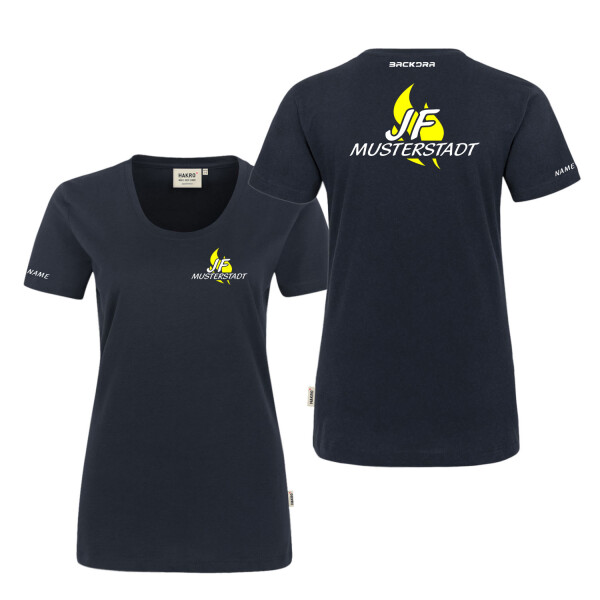 T-Shirt Frauen | HAKRO 127 | Jugendfeuerwehr JF Flamme mit Ortsname