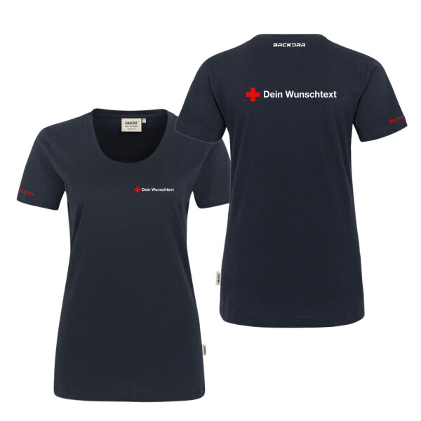 T-Shirt Frauen | HAKRO 127 | Rettungsdienst Wunschtext und Kreuz