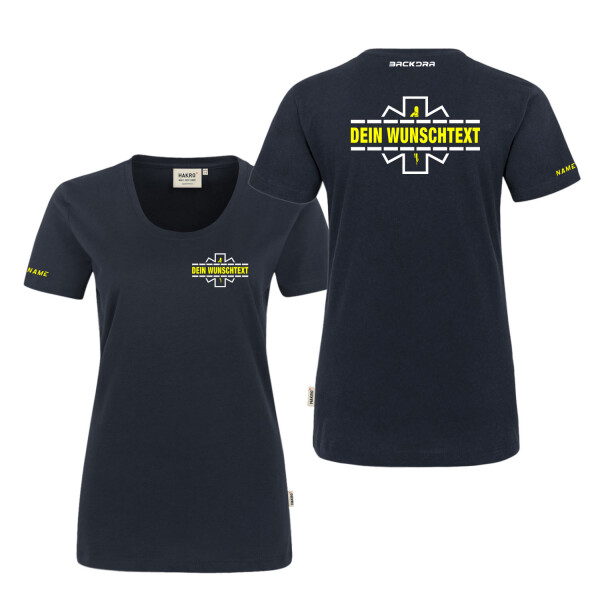 T-Shirt Frauen | HAKRO 127 | Rettungsdienst Star of life mit Wunschtext
