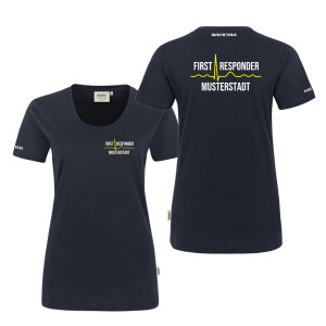 T-Shirt Frauen | HAKRO 127 | First Responder mit Ortsname und EKG-Linie upline | BACKDRA