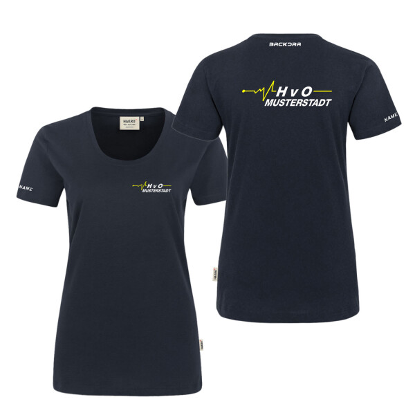 T-Shirt Frauen | HAKRO 127 | HvO mit Ortsname und EKG-Linie | BACKDRA