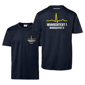 T-Shirt Männer | HAKRO 292 | Rettungsdienst Wunschtext EKG-Linie QRS Komplex