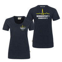 T-Shirt Frauen | HAKRO 127 | Rettungsdienst Wunschtext EKG-Linie QRS Komplex | BACKDRA
