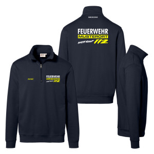 1/4 Zip Kragenpullover unisex | HAKRO 451 | Feuerwehr mit...