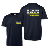 T-Shirt Männer | HAKRO 292 | Wunschtext Feuerwehr mit Ortsname Leitsignal | BACKDRA