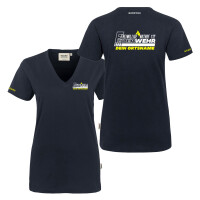 T-Shirt V-Neck Frauen | HAKRO 126 | Freiwillige Feuerwehr mit Ortsname Outline | BACKDRA