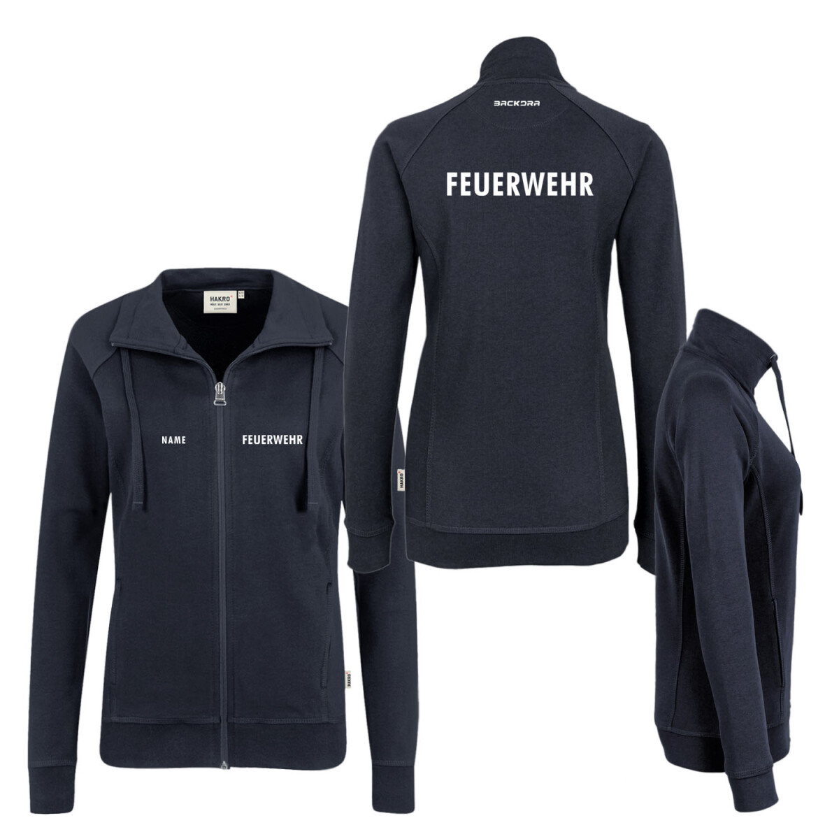 Sweatjacke Frauen | HAKRO 406 | Feuerwehr Standard | BACKDRA