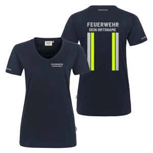 T-Shirt V-Neck Frauen Mikralinar | HAKRO 181 | Feuerwehr...