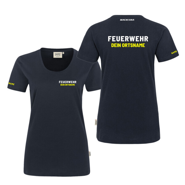 T-Shirt Frauen | HAKRO 127 | Feuerwehr mit Ortsname | EIN Team | BACKDRA