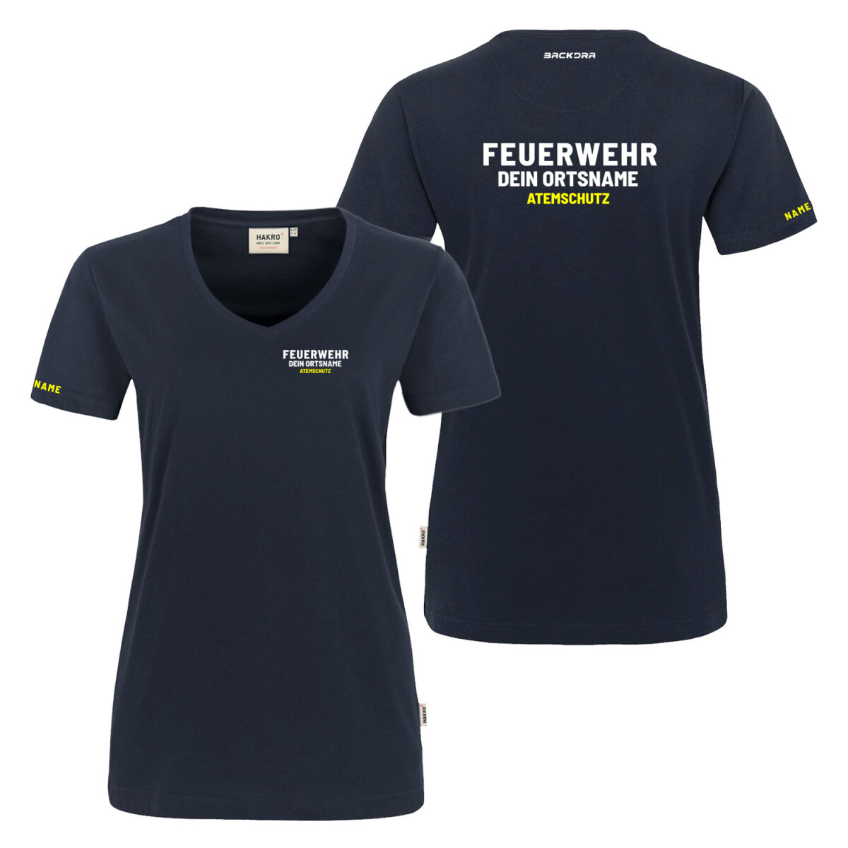 T-Shirt V-Neck Frauen Mikralinar | HAKRO 181 | Feuerwehr...