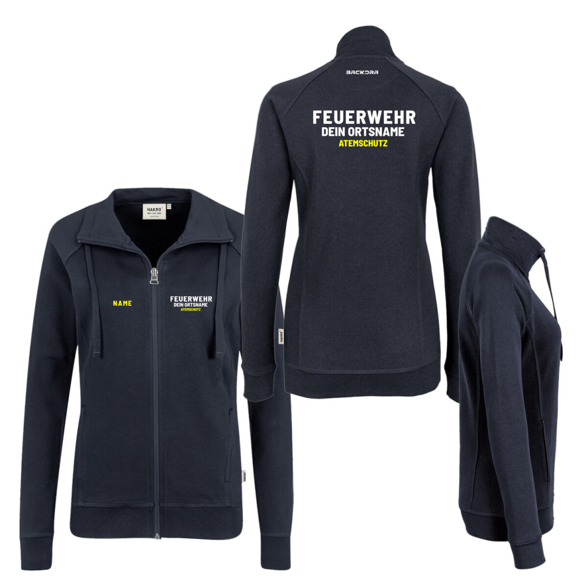 Sweatjacke Frauen | HAKRO 406 | Feuerwehr mit Ortsname |...