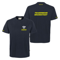 T-Shirt Männer Mikralinar | HAKRO 281 | Feuerwehr Axt, Helm, Flamme mit Ortsname | BACKDRA