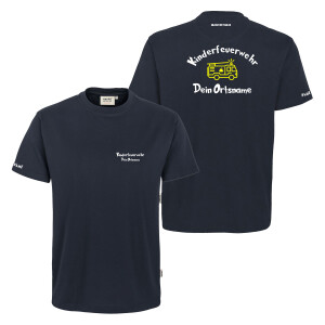 T-Shirt Männer Mikralinar | HAKRO 281 | Kinderfeuerwehr mit Ortsname Feuerwehrauto | BACKDRA