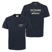T-Shirt Männer Mikralinar | HAKRO 281 | First Responder mit Ortsname und EKG-Linie upline | BACKDRA
