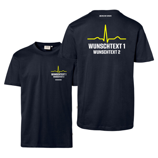 T-Shirt Männer Mikralinar | HAKRO 281 | Rettungsdienst Wunschtext EKG-Linie QRS Komplex | BACKDRA