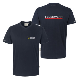 T-Shirt V-Neck Männer | HAKRO 226 | Feuerwehremblem...