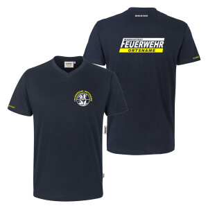 T-Shirt V-Neck Männer | HAKRO 226 | Feuerwehrsignet...