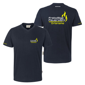 T-Shirt V-Neck M&auml;nner | HAKRO 226 | Feuerwehr mit...