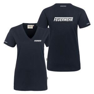 T-Shirt V-Neck Frauen | HAKRO 126 | Feuerwehr "fit...