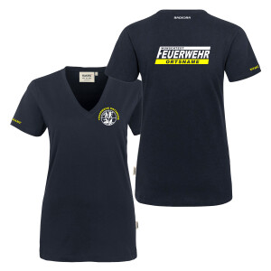 T-Shirt V-Neck Frauen | HAKRO 126 | Feuerwehrsignet mit...